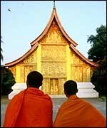 Luang Prabang Monk Monks at Vat Xieng Thong Temple, Laos