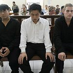 Tan Duc Thanh Nguyen, Si Yi Chen and Matthew Norman in Denpasar District Court. 